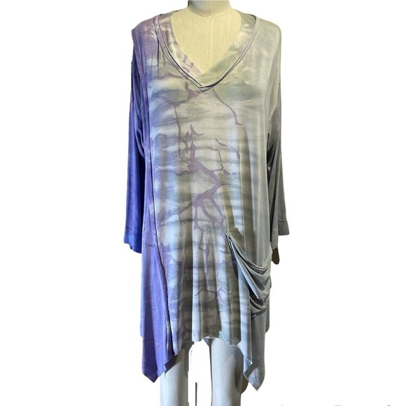 Chic Women's Tunic in Purple and Gray - Picture 1 of 7